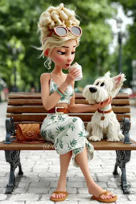 Morning vibes: me, my pup, and a latte 🌞🐶 #goodvibes #aiart #ai_granny #magic #aiartist #storytime 