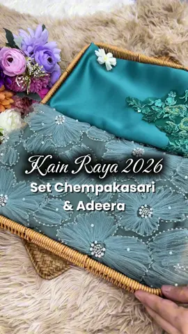 Nak gaya lembut & classy? Pilih chempakasari Nak anggun & eksklusif? Pilih adeera Dua-dua mewah, dua-dua buat hati terpikat tunggu apa lagi checkout sekarang!!!#seagreen  #tealgreen #kainpasangraya2026 #kainpasangraya2026 #borderlace #fypシ゚ 
