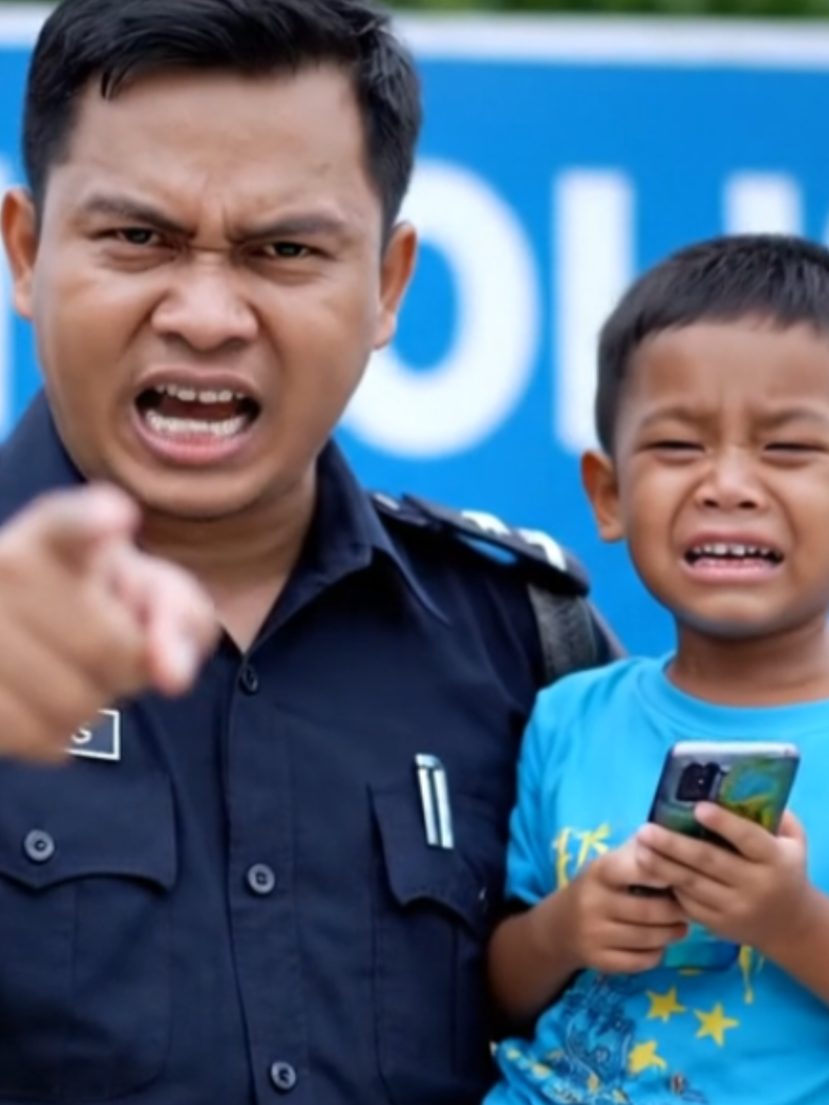 Saya mencari budak degil tak makan nasi, tak mandi, dan asyik main handphone. Kalau kenal, lapor sekarang... saya tangkap! #budakdegil #fypmalaysia #polis #budaknakal #lawakmalaysia #fyp #videoai 