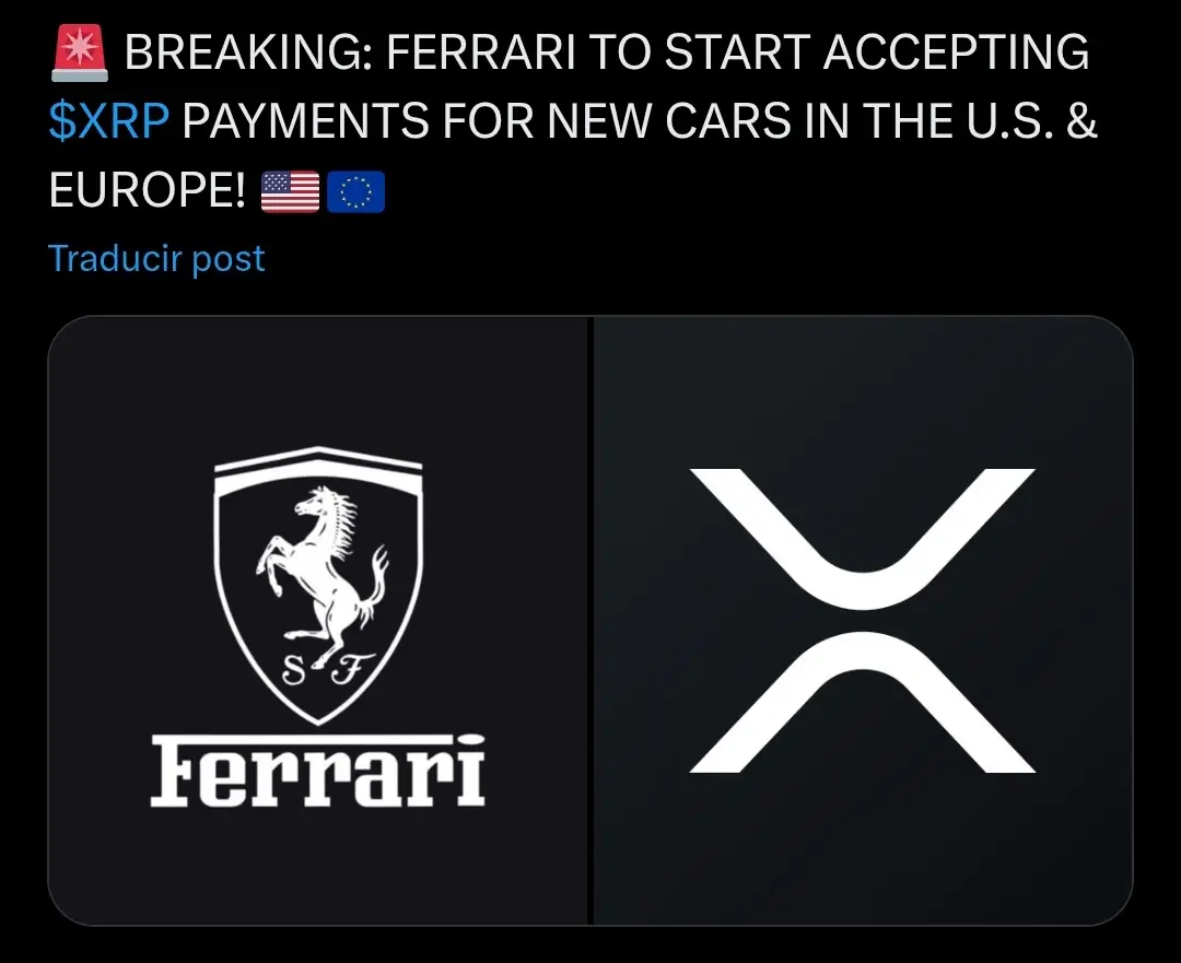 🚨 BREAKING: FERRARI TO START ACCEPTING $XRP PAYMENTS FOR NEW CARS IN THE U.S. & EUROPE! 🇺🇸🇪🇺