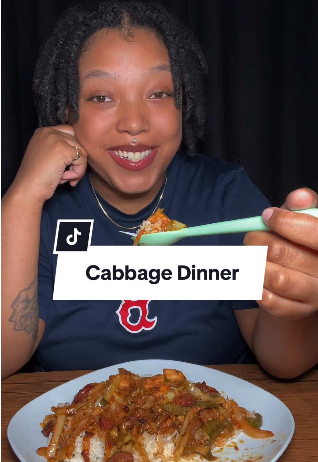 Part 73| Cabbage, shrimp & kielbasa over rice 🤤 #fye #fy #mukbang #cabbage #Foodie #shrimp #kielbasa #mukbangeatingshow 