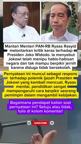 Eks Menteri Serang Jokowi: Tuduh Tipu Negara & Tak Sekolah #Jokowi #RyaasRasyid #BeritaViral #IjazahPalsu #TribunNews #BeritaHariIni #PolitikIndonesia #Viral2025 #BeritaViralHariIni #UpdateBerita