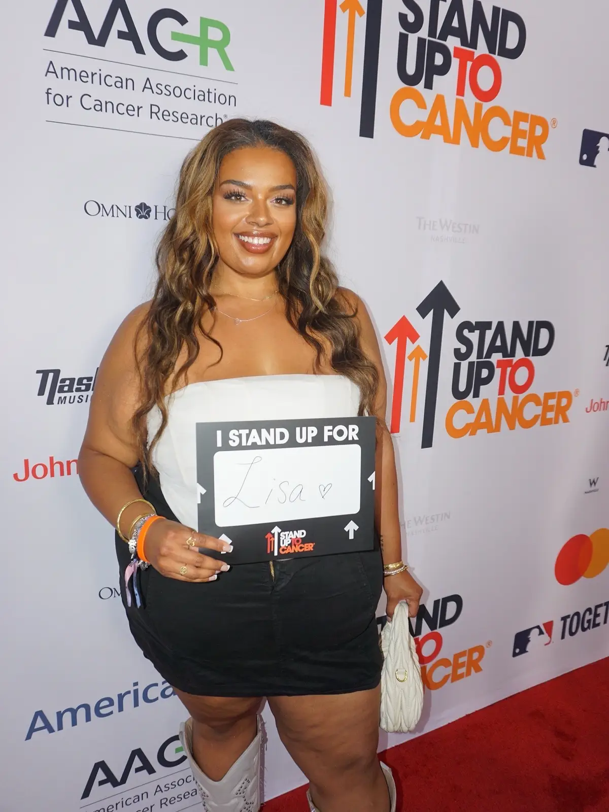 I got to Stand Up To Cancer for my girl @Lisa K. Satchell 🎀. And in the wildest twist, a single comment on TikTok months ago led Jordan and me to meet in real life to stand up for her parents as well. @jordanmikala  The telecast airs August 15th. Special photos/videos and BTS coming soon. One night, one goal: Beat cancer. thank you @YouTube #StandUpToCancer #Nashville #ThePinnacle 