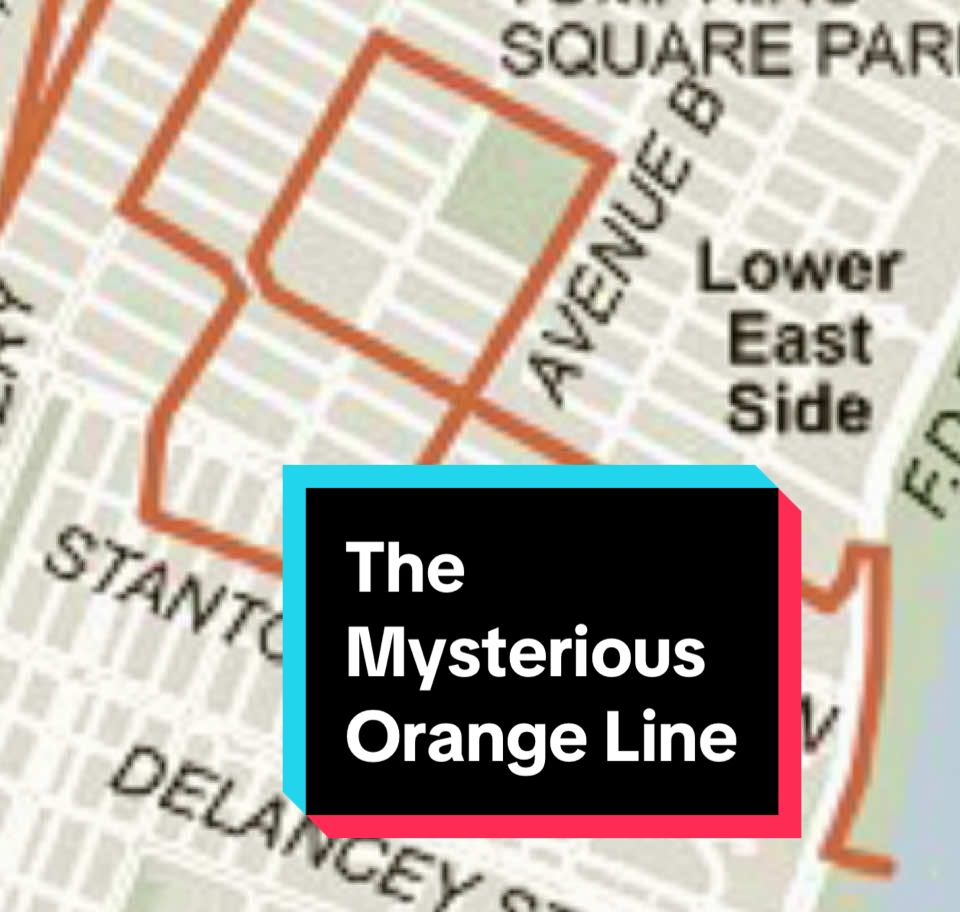 Ever notice this line of orange paint in downtown Manhattan?  #nyc #streetart #livinginnyc #truetalesnyc 