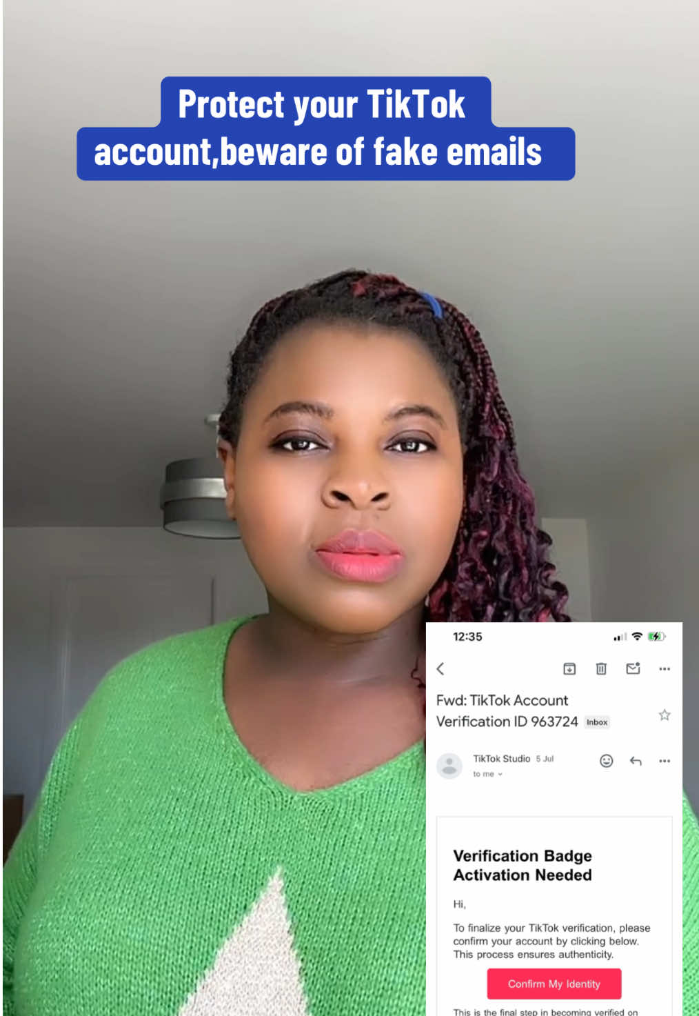 Beware of fake emails saying it’s from TikTok and that they want to verify you, ignore such messages as your account can get hacked and you will loose it#creatorsearchinsights #accountsecurity #hackingprevention #socialmedia #techsavvy #mrsmorganj #awareness #tiktokawareness #staysafe 