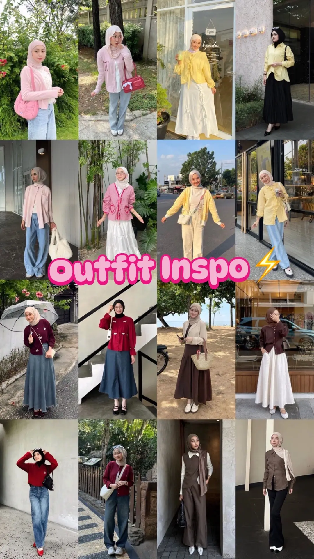 inspiratiom outfit😆❤️‍🔥 #yellow #navy #ootdhijab #outfitinspo #maroon #cute #fypage #brown 