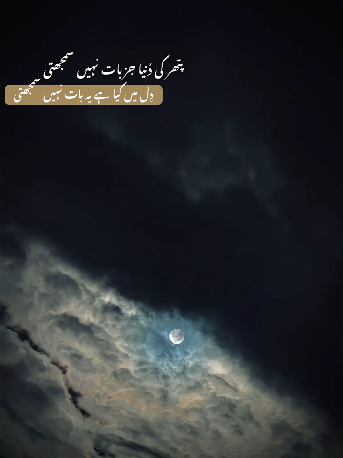 تنہا تو چاند بھی ہے بادلوں کے بیچ لیکن چاند کا درد بے وفا رات نہیں سمجھتی🌘.#fyp 