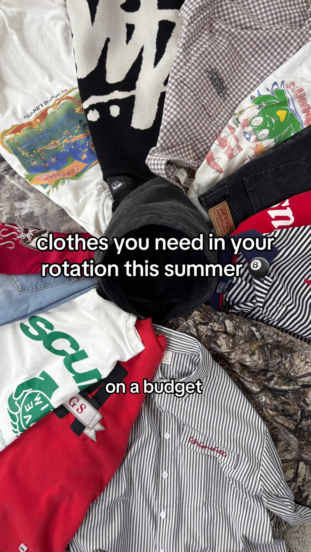 clothes you need in your wardrobe this summer on a budget #fashiontok #fyp #wardrobe #mensfashion #streetwear 