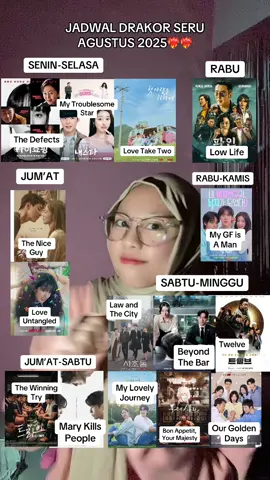 Drakor Agustus 2025✨ #drakor #kdrama #kdramarecommendation #thedefects #mytroublesomestar #lovetaketwo #lowlife #theniceguy #loveuntangled #mygirlfriendisaman #thewinningtry #marykillspeoplekdrama #lawandthecitykdrama #twelve #beyondthebar #mylovelyjourney #bonappetityourmajesty #ourgoldendays 