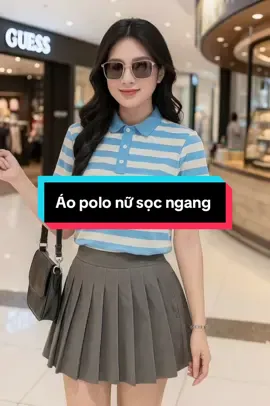 Áo polo nữ sọc ngang cổ bẻ thanh lịch #trend #xuhướng #viral #thoitrang #xuhuongtiktok #model #thoitrangnu #aothun  @PhuongLinhshop 