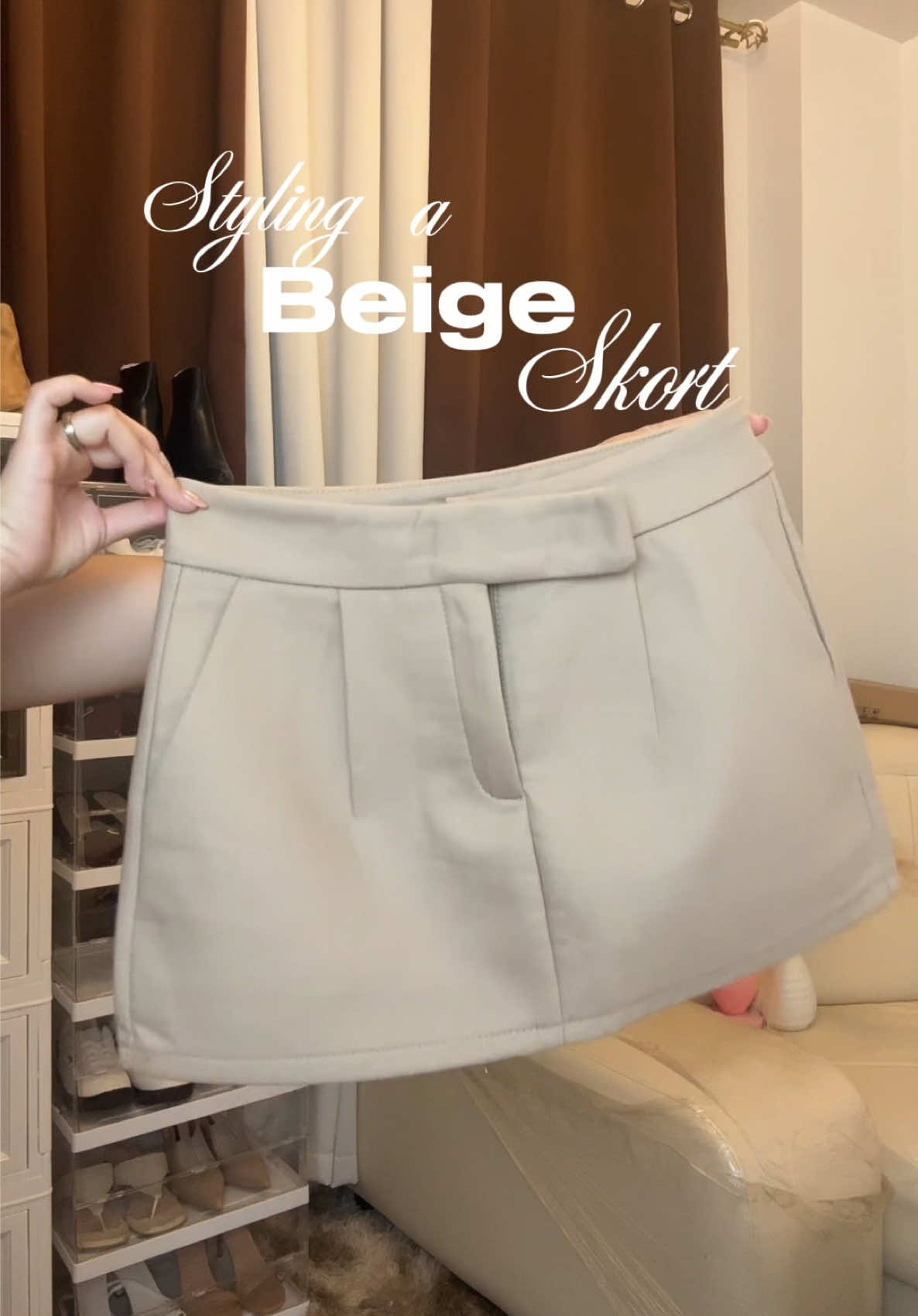 Highwaist skirt with inner shorts | high quality from @CARINE suit 🤎 #beigeoutfit #beigeskirt #highquality #skort #skirtwithinnershort #carineoutfit 