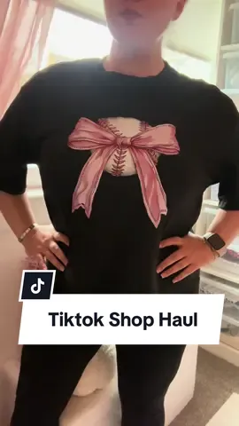 The Cutest Baseball Bow Tshirt⚾️🎀🤍 #tiktokshop #tiktok #tiktokhaul #gifted #weechristmasbride #fyp #foryouu 