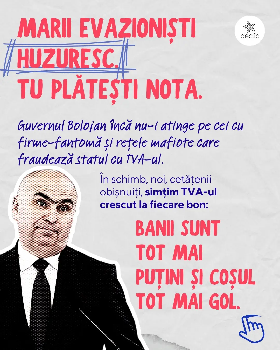 Protestează și tu împotriva suprataxării cetățenilor obișnuiți și protejării marilor evazioniști! Comandă-ți kitul de protest, e gratuit: LINK IN BIO #BaniiVorbesc #TotiImpotrivaEvaziunii #taxe #tva #reforme #petitie #declic