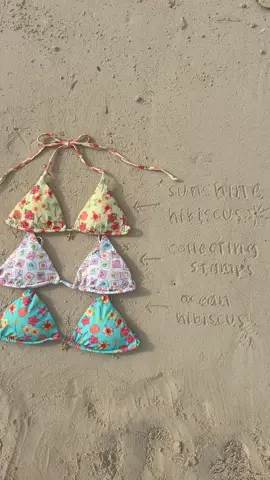 The perfect tanning bikini 🌺🌴 MEET: Our Palm Top + Mia Bottoms ✨ in SUNSHINE HIBISCUS, COLLECTING STAMPS, and OCEAN HIBISCUS #dippindaisys #sustainableswim #summerlooks #newcollection #tiktokshop #beachgirl #beachessentials #tropical 