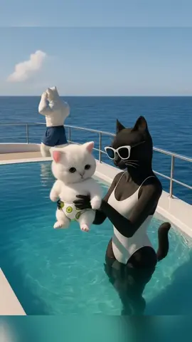 She threw the Kitten in the Ocean. #aicat #cattales #sadcat #cartoon #catfunny 