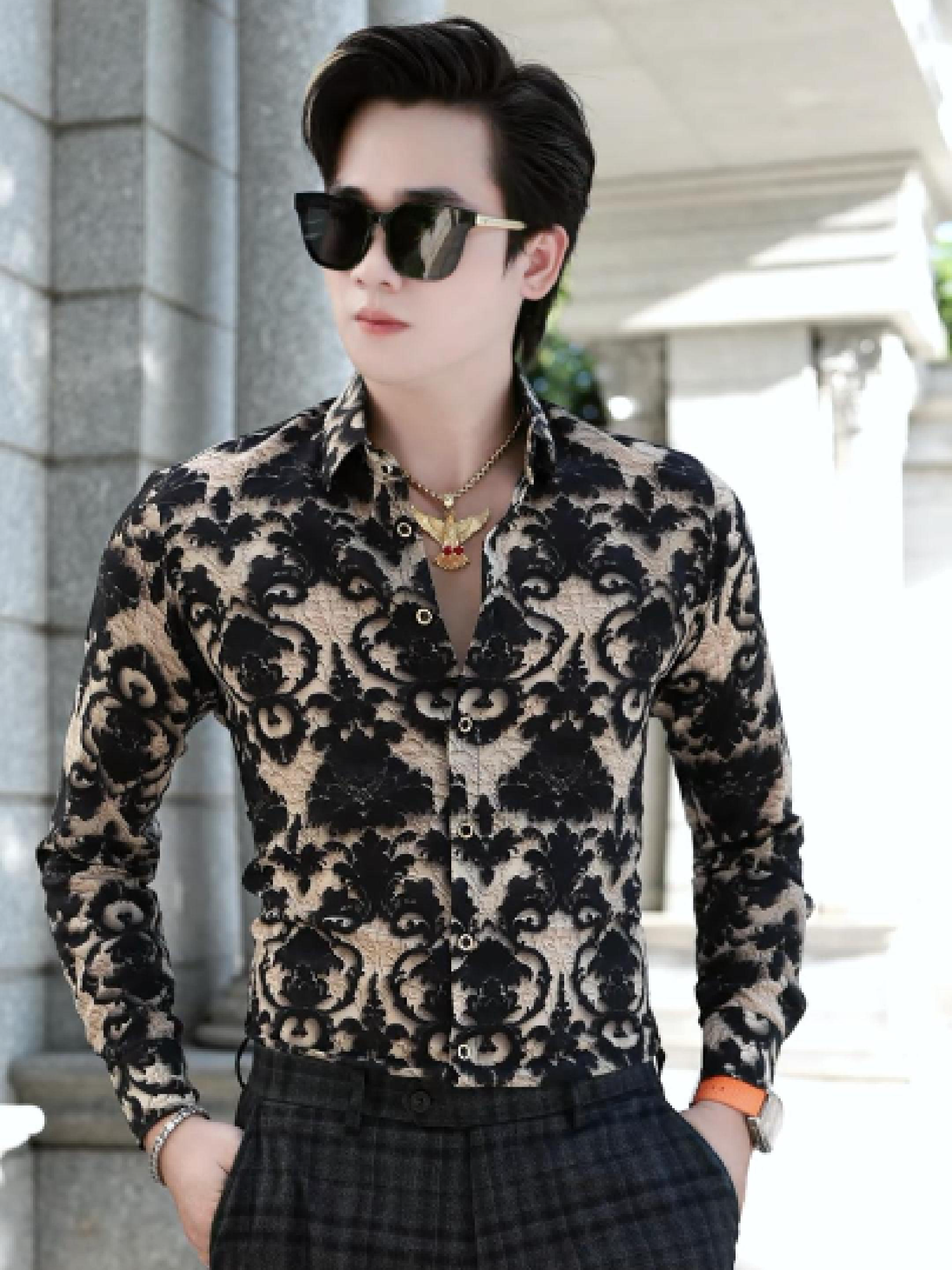 Áo Sơ Mi Nam Họa Tiết Baroque Lịch Lãm Chuẩn Quý Ông #somi #sominam #mensfashion #t2luxury