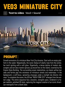ASMR miniature landmark city growth animation, Google Veo3 prompts.
 #AIVideo #aiasmr #googleveo3 #prompts #satisfyingvideos 