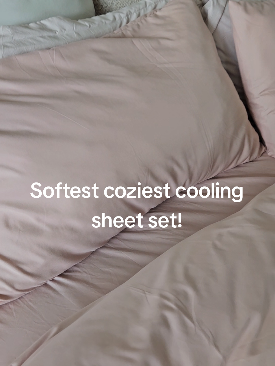My favorite set of sheets I've ever owned, hands down  #coolingsheets #cooling #bamboo #sheetset #bedding #beddingsets #bedroomessentials 