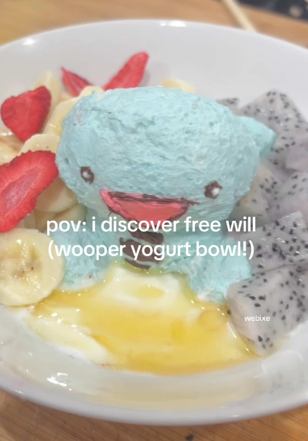 my first thick yogurt bowl :D  (inspo!! @👩‍🍳) #wooper #pokemon #yogurt #thickyogurt #bowl