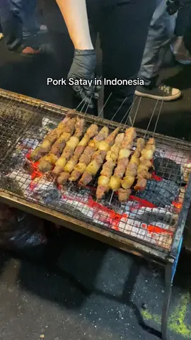 Pork satay in Jogja #pork #satay #indonesiafood #Foodie #fyp 