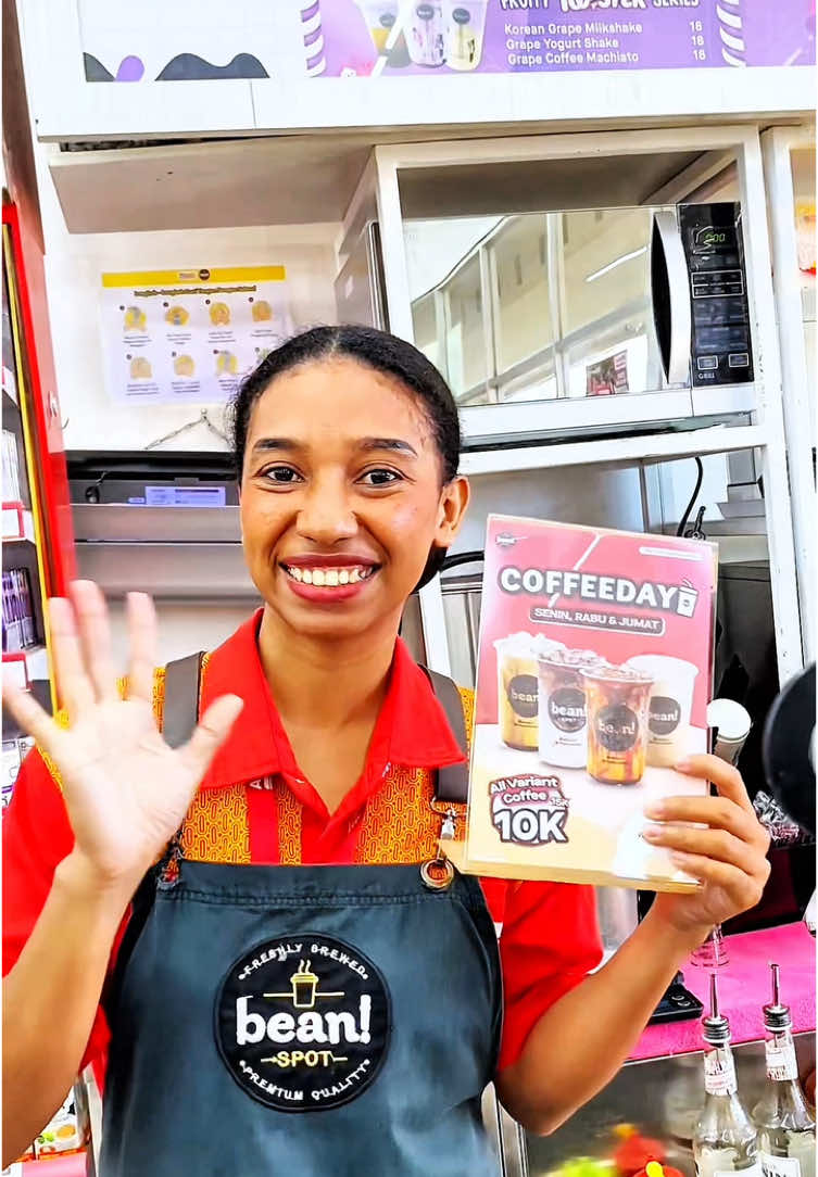 Kaka,, su hari Senin lagi ni.. Jang lupa ngopi eee Cuma 10.000 saja bisa bikin ko goodmood seharian.. #alfamartsorong #alfamarttiktok #alfamartcantik #papuabaratdaya #sorongpapua #beanspot #kopibeanspot #coffeday 