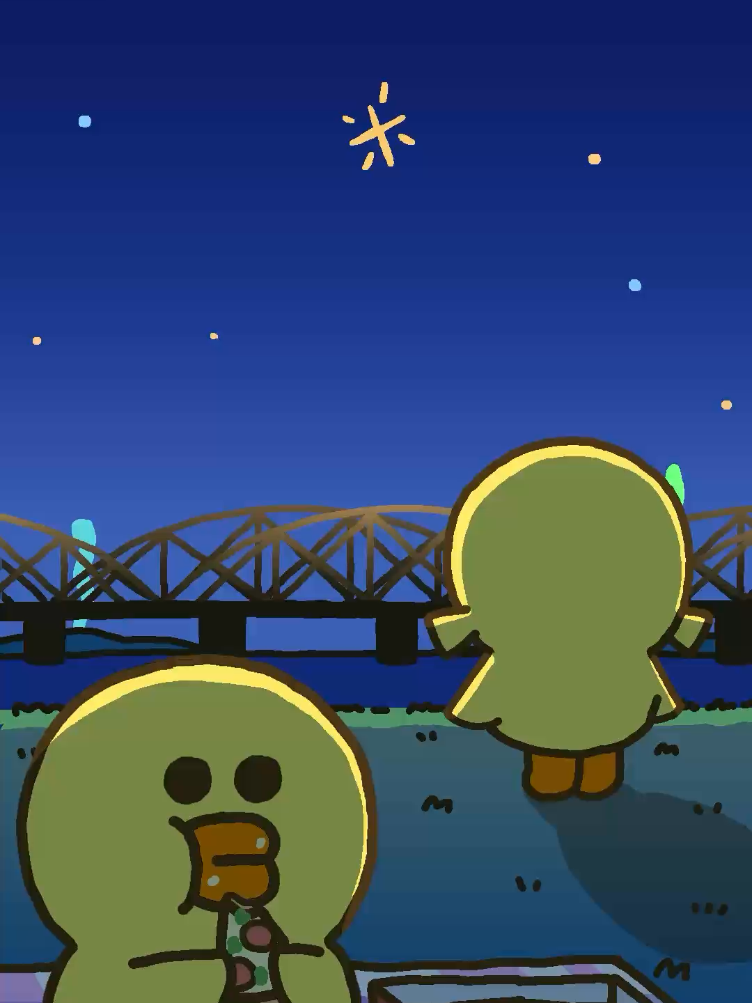 Fireworks < late‑night snack 花火 < 夜食 불꽃놀이 < 야식  烟花 < 夜宵 #linefriends #SALLY
