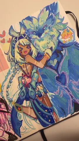 Another acrylic paint marker process! I do hope to get more colors some day 🫠 #mualani #genshin #GenshinImpact #fanart  #art #sketchbook #fyp                     