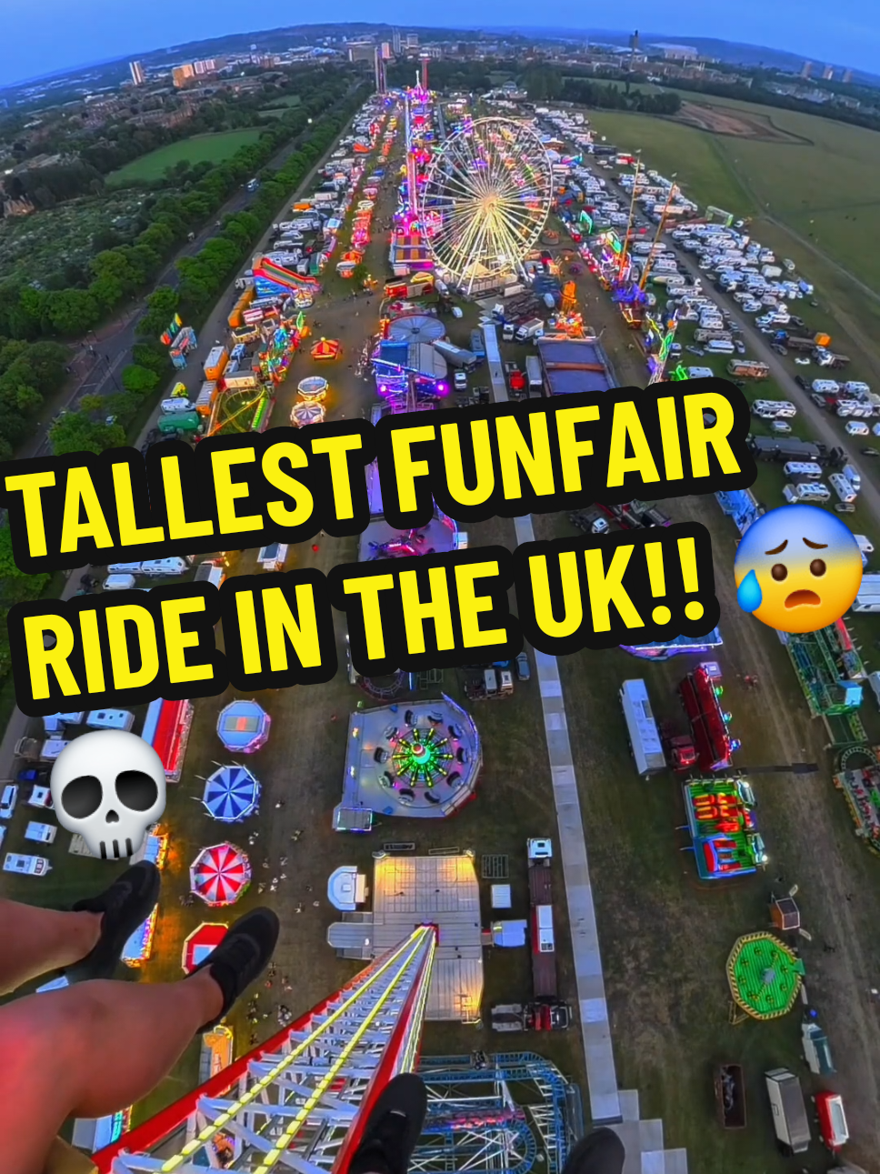 A stunning view of the hoppings from the top of Sky Fall 🤩🔥#funfair #insta360 #carnival #kermis 