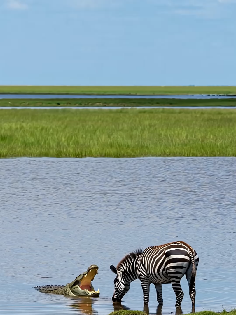 zebra vs crocodile #amazinganimalsworld #wildanimals #wildlife #animalsvideos2025 #foryou 
