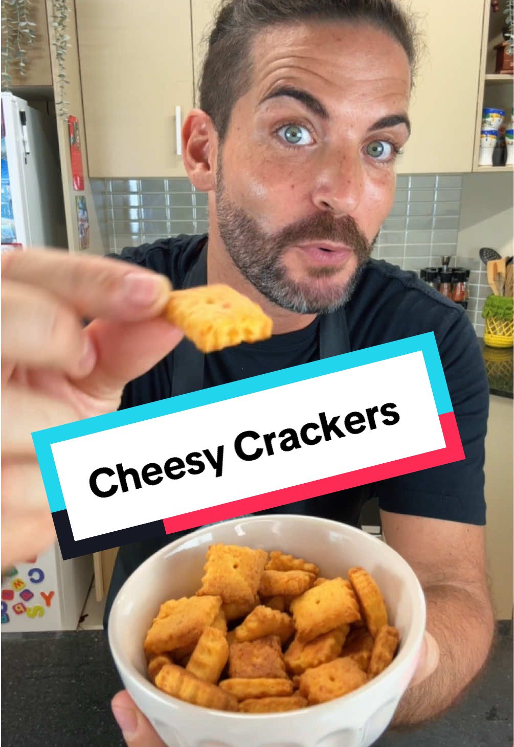 Cheesy Crackers Better Than Store-Bought | Buttery, Crispy & Packed with Flavour Crispy, cheesy, buttery, and so much better than anything you’ll find in a packet — these homemade crackers are dangerously addictive! Perfect for cheese boards, aperitivo, or snacking straight from the tray. Ingredients: 	•	100g flour 	•	100g cheese 	•	2g salt 	•	40g cold butter 	•	10g tomato paste 	•	1 tbsp water Instructions: Add all ingredients to a blender and pulse until the texture is sandy and moist (about 30 sec–1 min). Transfer to a bench and knead lightly until combined. Shape into a rectangle, wrap, and refrigerate for 10–15 min. Roll out to 1.5 cm thick and cut into small rectangles with a pasta cutter. Place on a lined baking tray, poke a small hole in the centre of each, and bake at 180°C for 10 min. Cool completely before serving — if you can resist! Full recipe and more at 👉 www.cookingwithtucci.com #cookingwithtucci #homemadecrackers #cheesysnack #fyp #italiancooking #snackrecipes