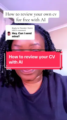 Replying to @Thendo | Tech | UGC Most people don’t realise you can use AI to review and tailor your CV for free. If you’re applying for jobs daily, this is your power move. AI won’t replace you - but someone using AI will. 🚀 ##AIForJobSeekers #ChatGPTTips #CVTips #JobSearchTips #CareerGrowth #AICVReview #ATS #CareerAdvice #JobSearchHacks #AIForWork #DigitalTools #WorkSmarter