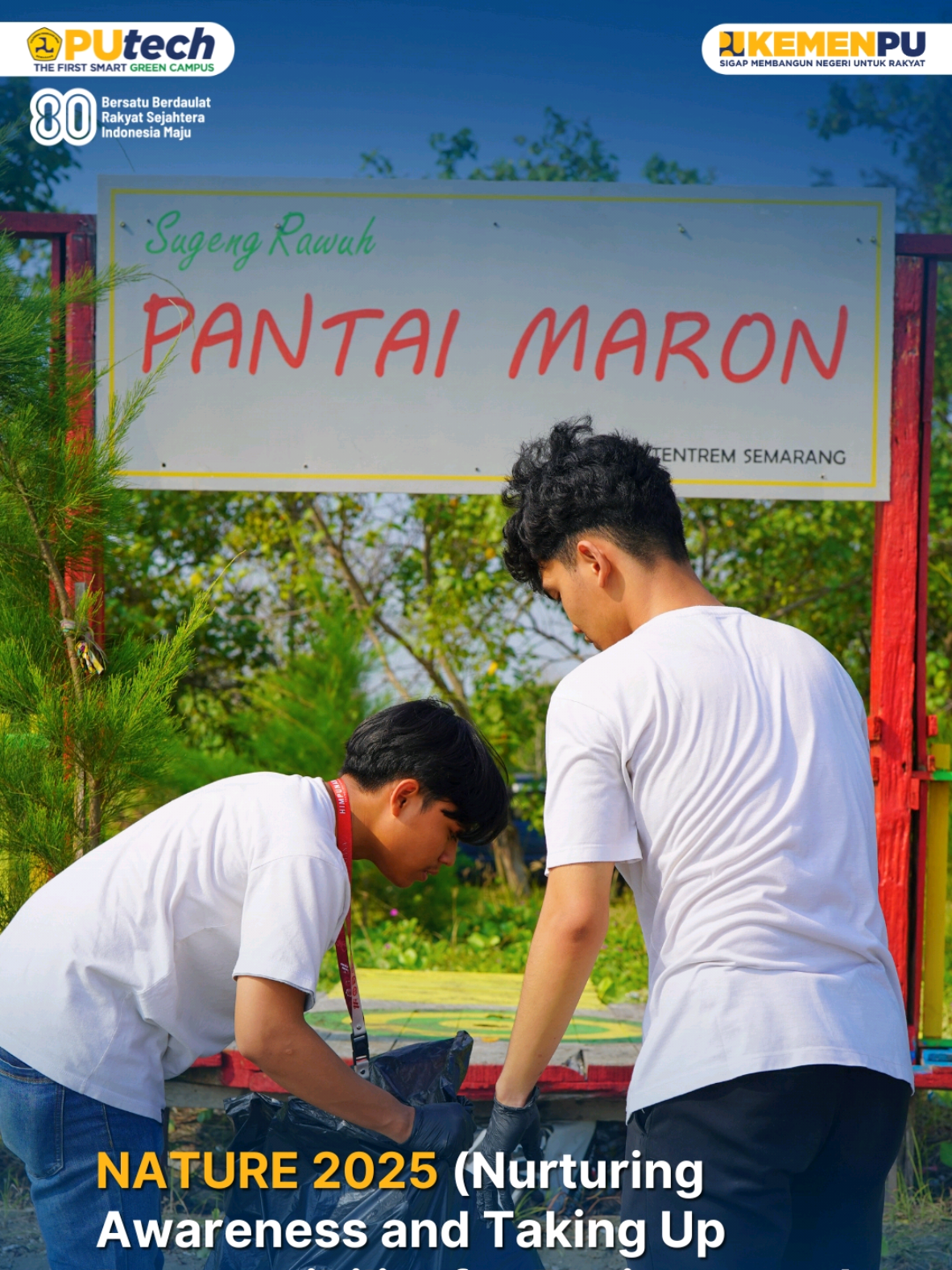 #SobatPItech Mahasiswa @hmtkbg PUtech turut berperan aktif dalam menjaga kelestarian lingkungan melalui kegiatan NATURE 2025 di Pantai Maron, Semarang Kegiatan ini sebagai bukti nyata bahwa kampus vokasi unggul tak hanya fokus pada akademik, tetapi juga membentuk generasi peduli lingkungan dan berdaya guna bagi masyarakat #SigapMembangunNegeriUntukRakyat #BPSDMPU #PUtech #TangguhdanUnggul #SmartGreenCampus