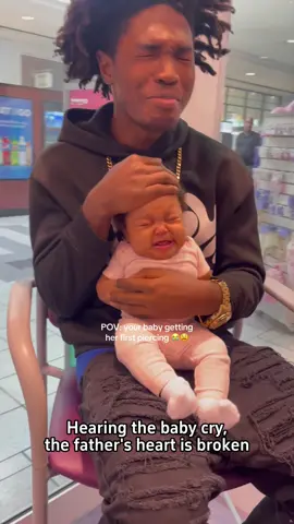 Fathers reaction when the baby gets their ears pierced ❤️🥹#baby #father #daughter #dad #crying #reaction #Love #daddysgirl #foryou #usa🇺🇸