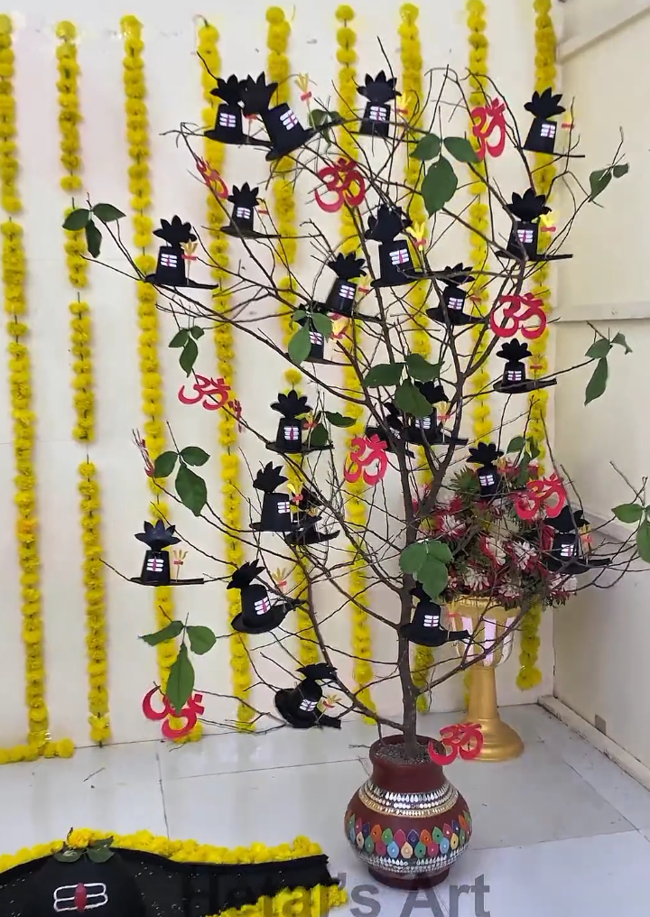 Shivlinga tree making - Indian traditional rituals - Pavitra Shravan maas #shiv #tree #shravnmaas 