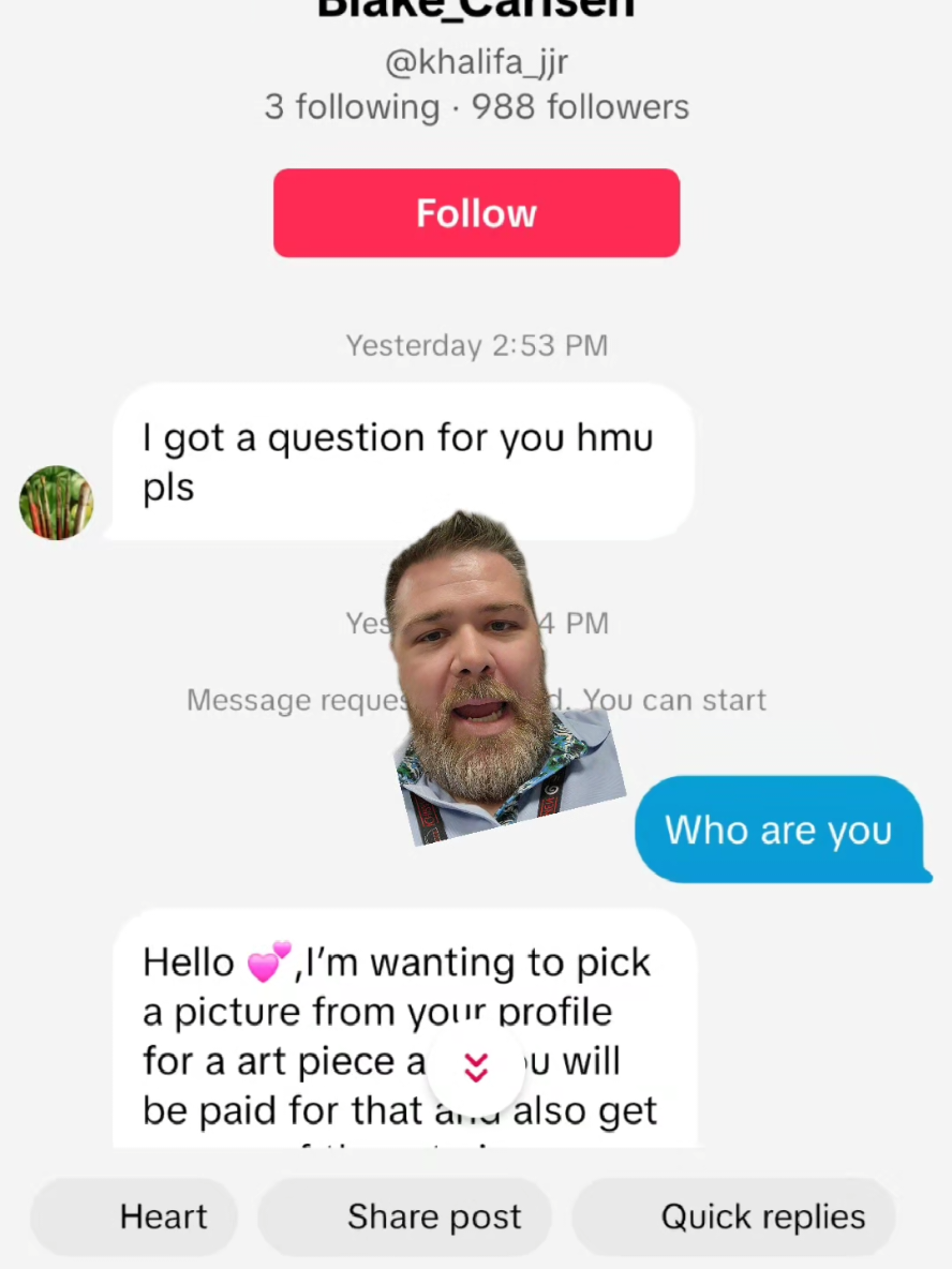 This particular scammer is @Blake_Carisen aka @khalifa_jjr Scammers always gonna scam.  Have fun with it and waste their time.  #scammers #scammersgetcaught  #fyp #viral #elitesockrocker 