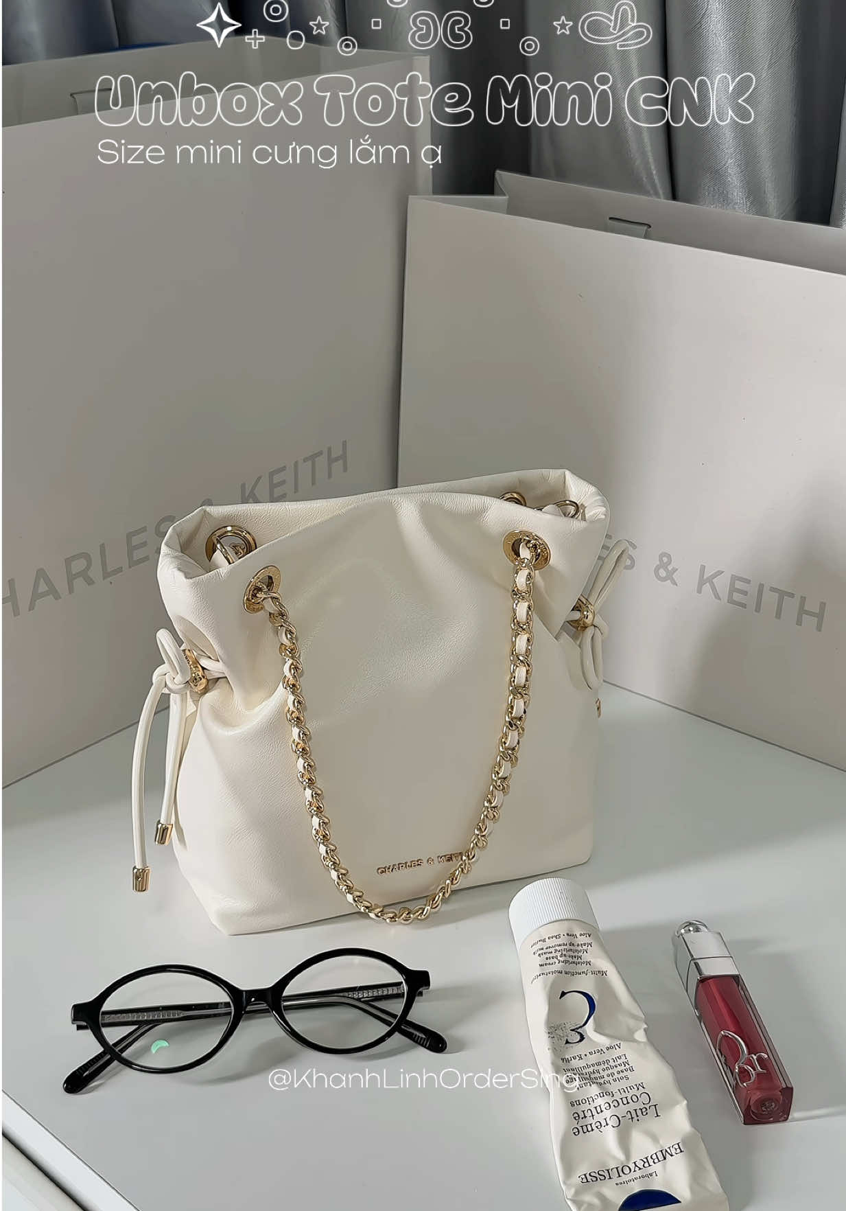 Unbox Tote Mini Charles & Keith - Màu Cream ✨🍰🤍 #charlesandkeith #khanhlinhcnk #khanhlinhcnkordersing #ordersing #khanhlinhcnkordersingauth #CNK 