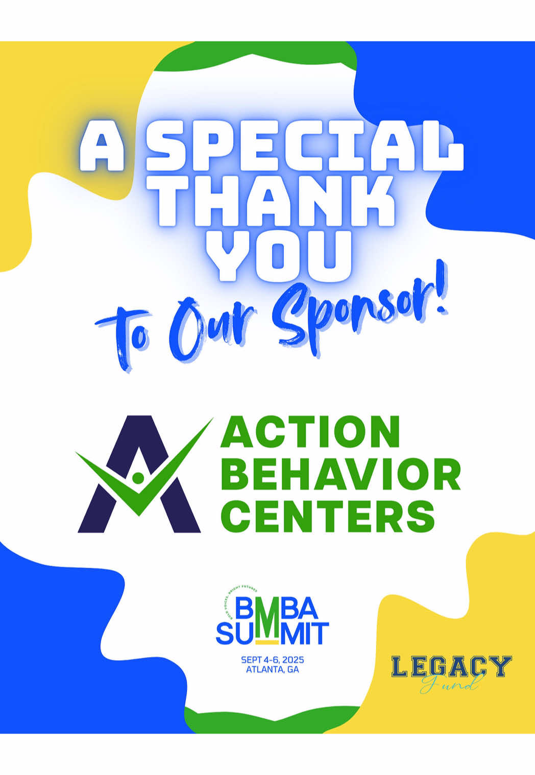𝐓𝐡𝐚𝐧𝐤 𝐲𝐨𝐮, 𝐀𝐜𝐭𝐢𝐨𝐧 𝐁𝐞𝐡𝐚𝐯𝐢𝐨𝐫 𝐂𝐞𝐧𝐭𝐞𝐫𝐬! We’re proud to have Action Behavior Centers as a Career Development Sponsor of the BMBA Summit and a contributor to the Dr. Barry Daly Legacy Fund. Your commitment to supporting clinicians and advancing the ABA field helps make a lasting impact on our community and the future of behavioral health. 🌐 behaviorlive.com/conferences/bmba/home @BMBA  #ActionBehaviorCenters #BMBASummit25 #Sponor #ThankYou #LegacyFund #BMBA#CareerDevelopment #behavioranalysis 