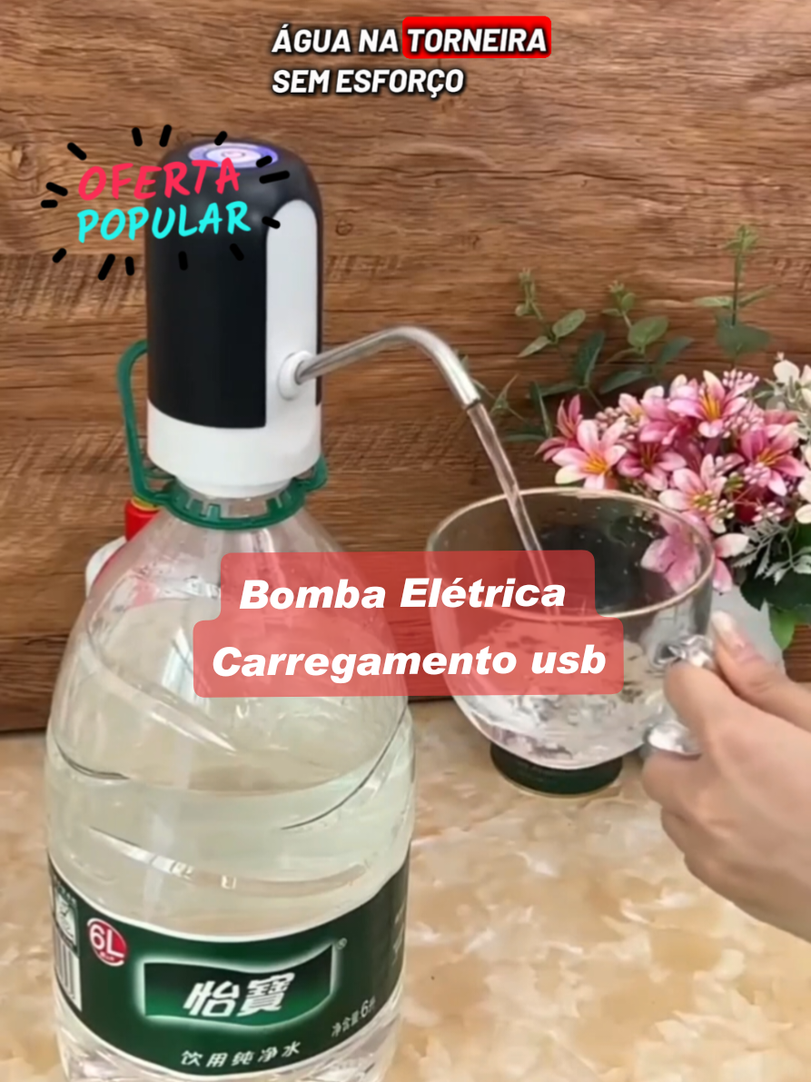 Com a Bomba Elétrica Universal USB, você enche seu copo com apenas um toque.