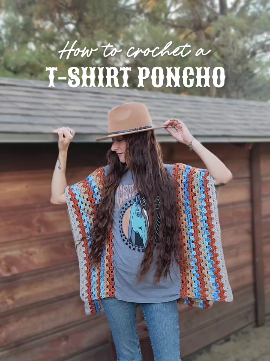 Crochet T-Shirt Poncho Mini Tutorial ♥️ here's how i made mine, using a weight 4 yarn and 6mm hook, with 16 rows total. hope this helps! 🫶 #crochet #crochettutorial #poncho  #crochettshirtponcho #tutorial #crochetersoftiktok 