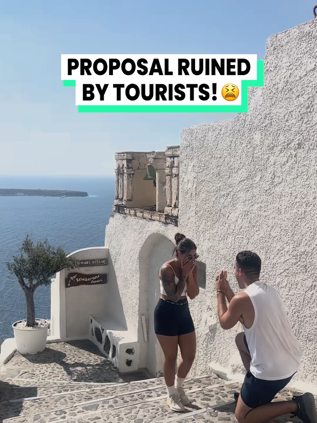 They didn't realise, bless them 😅 @twobeams1light #proposal #beachproposal #proposalfail #tourists #ruin #videofail