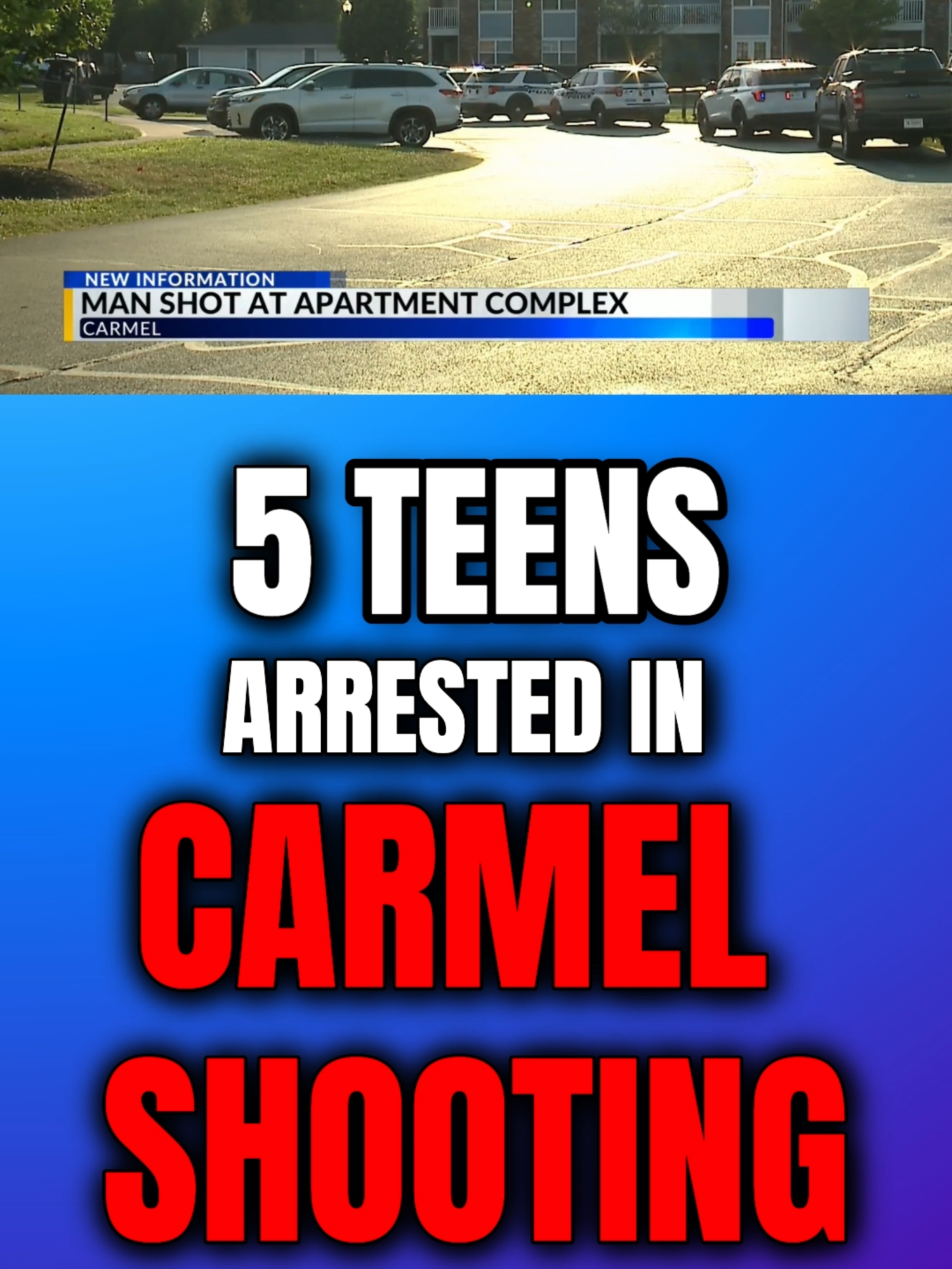 Carmel police say they have arrested 5 teenagers after a shooting on Saturday at the Gramercy apartment complex. Appears it was a robbery. Police did not release any new info about the victim’s condition.  Here’s the suspect info: 🔹 Juvenile 1 (17 years old) Robbery resulting in serious bodily injury Aggravated battery (poses a substantial risk of death) Attempted murder Pointing a firearm at another Dangerous possession of a firearm Intimidation 🔹 Juvenile 2 (14 years old) Dangerous possession of a firearm 🔹 Juvenile 3 (17 years old) Robbery resulting in serious bodily injury Intimidation Pointing a firearm at another Dangerous possession of a firearm 🔹 Juvenile 4 (17 years old) Robbery resulting in serious bodily injury Pointing a firearm at another Dangerous possession of a firearm 🔹 Juvenile 5 (17 years old) Robbery resulting in serious bodily injury Intimidation Pointing a firearm at another Dangerous possession of a firearm All of the juveniles are residents of Carmel. It’ll be up to Hamilton County Prosecutor to file charges. We’ll see if they’re charged as adults. #news #carmelnews #carmel #indiana #indiananews #crime #teens