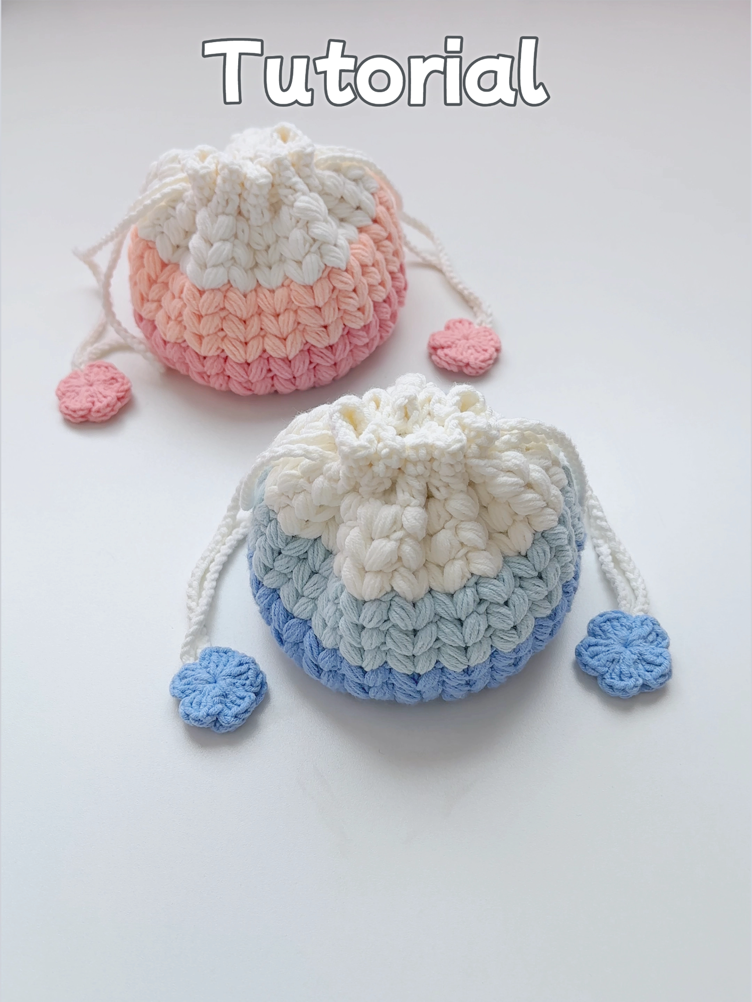Wheat Stitch Drawstring Bag Tutorial #crochet #handmade