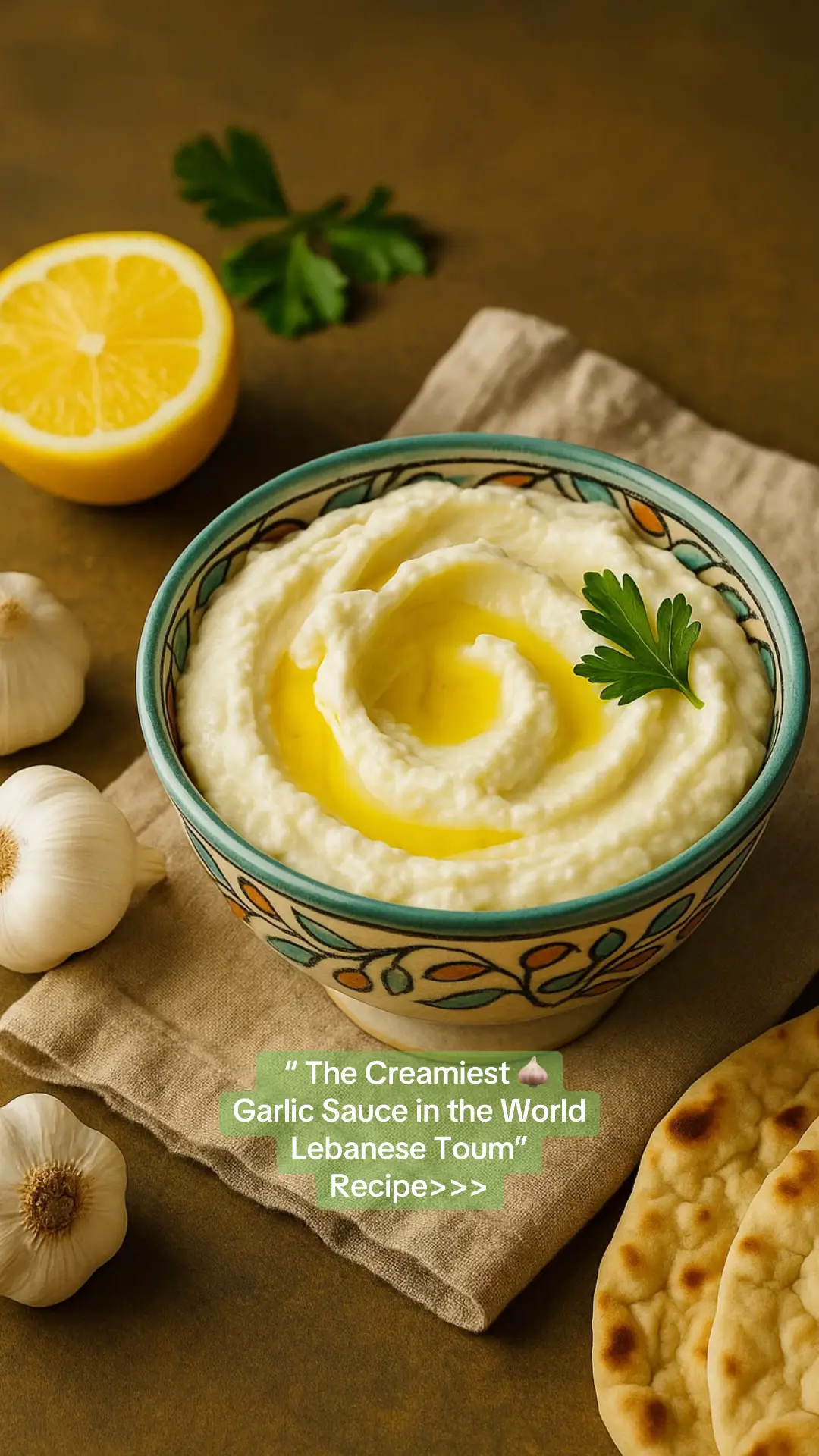 Fluffy, bold, and addictive — this Lebanese Toum is the only garlic sauce you’ll ever need. Perfect on chicken, fish, roasted veggies, or just spread on warm bread. Once you try it, there’s no going back! 🧄✨ #GarlicSauce #LebaneseRecipe #FoodieTok #MiddleEasternFood #EasyRecipe 