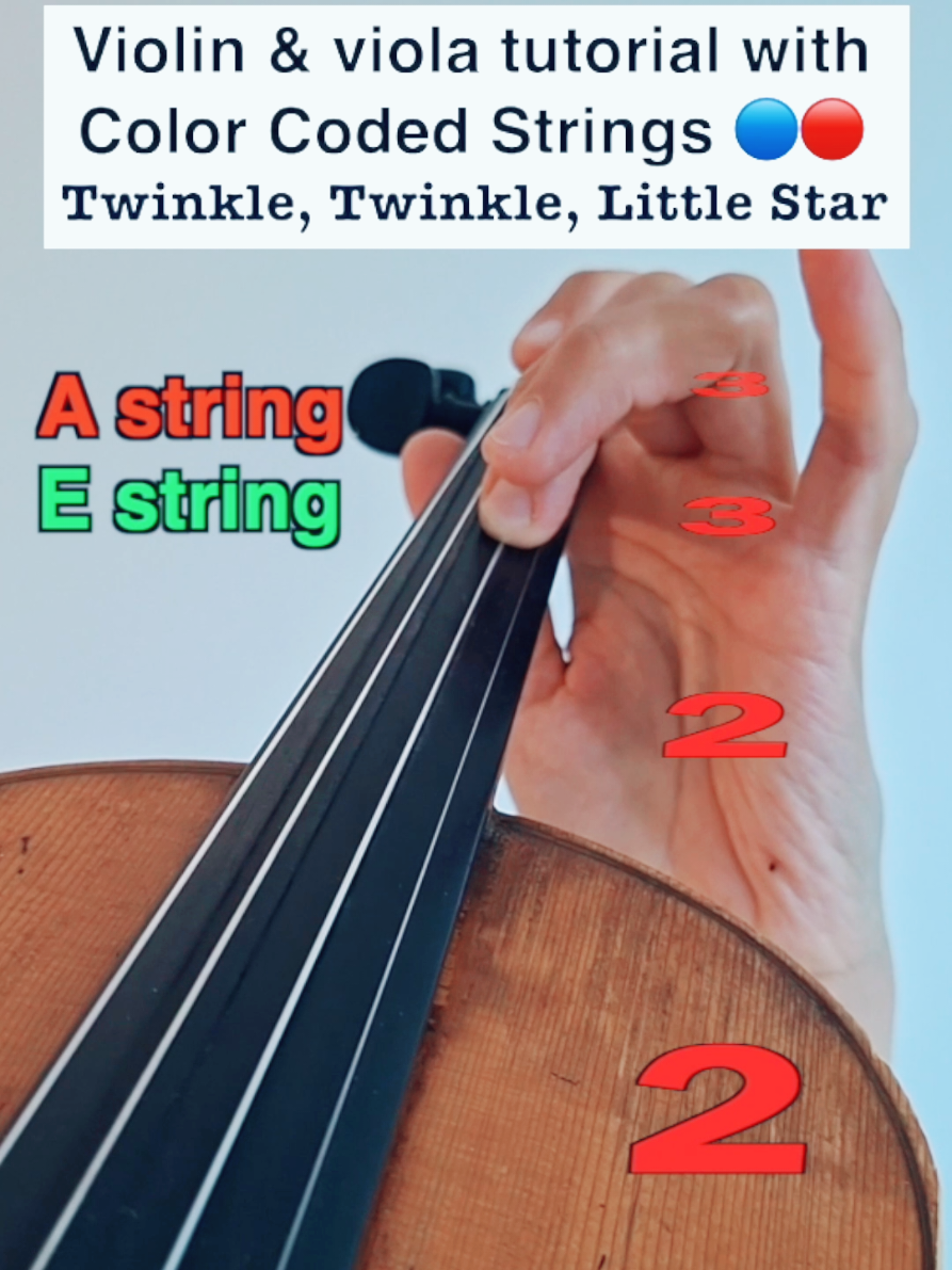 Is this going to be your 1st song? Twinkle, Twinkle, Little Star 🌟  Violin tutorial with Color Coded Strings 🔴🟢 #violin #violindeva1 #tutorial #colorcodedstrings #twinkletwinklelittlestar 