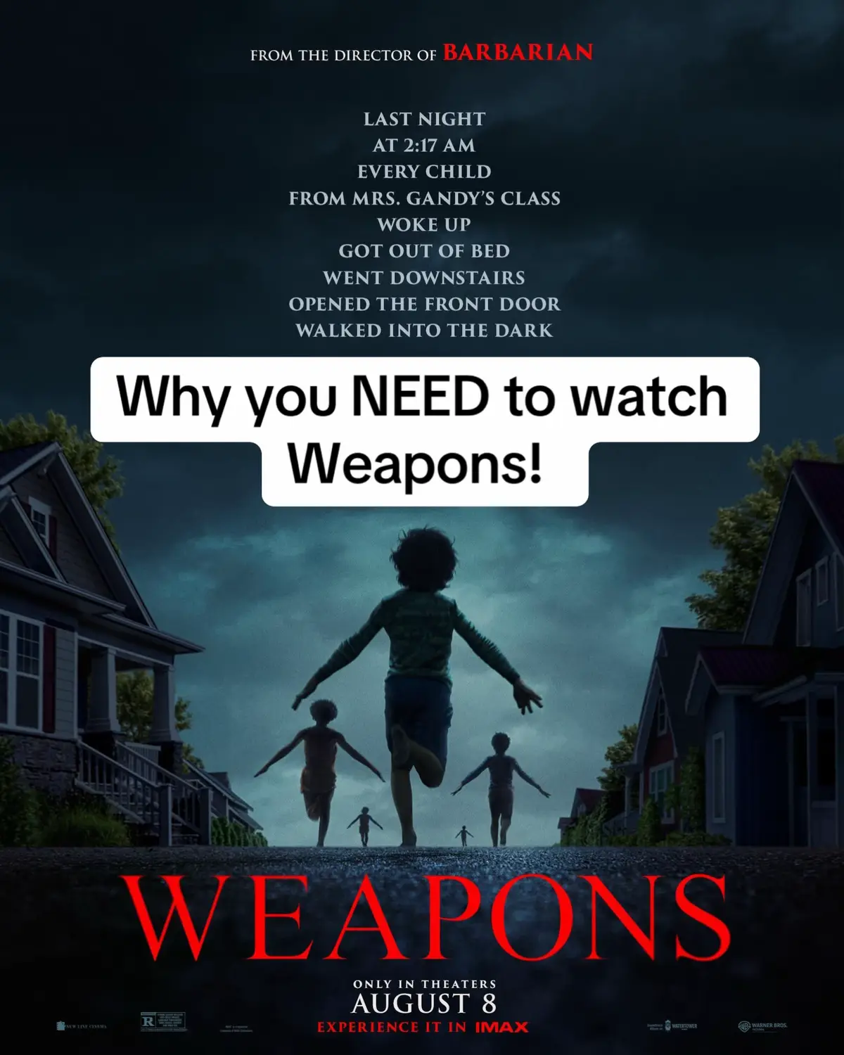 This film is an outstanding example of a follow up to a debut done right! #zachcregger delivers on the promise of true horror, creating a story that is both terrifying and confounding. At times I felt sick and was truly freaked out. What an incredible year for horror so far!  #whattowatch #cinema #movietok #filmtok #horrortok #weaponsmovie 