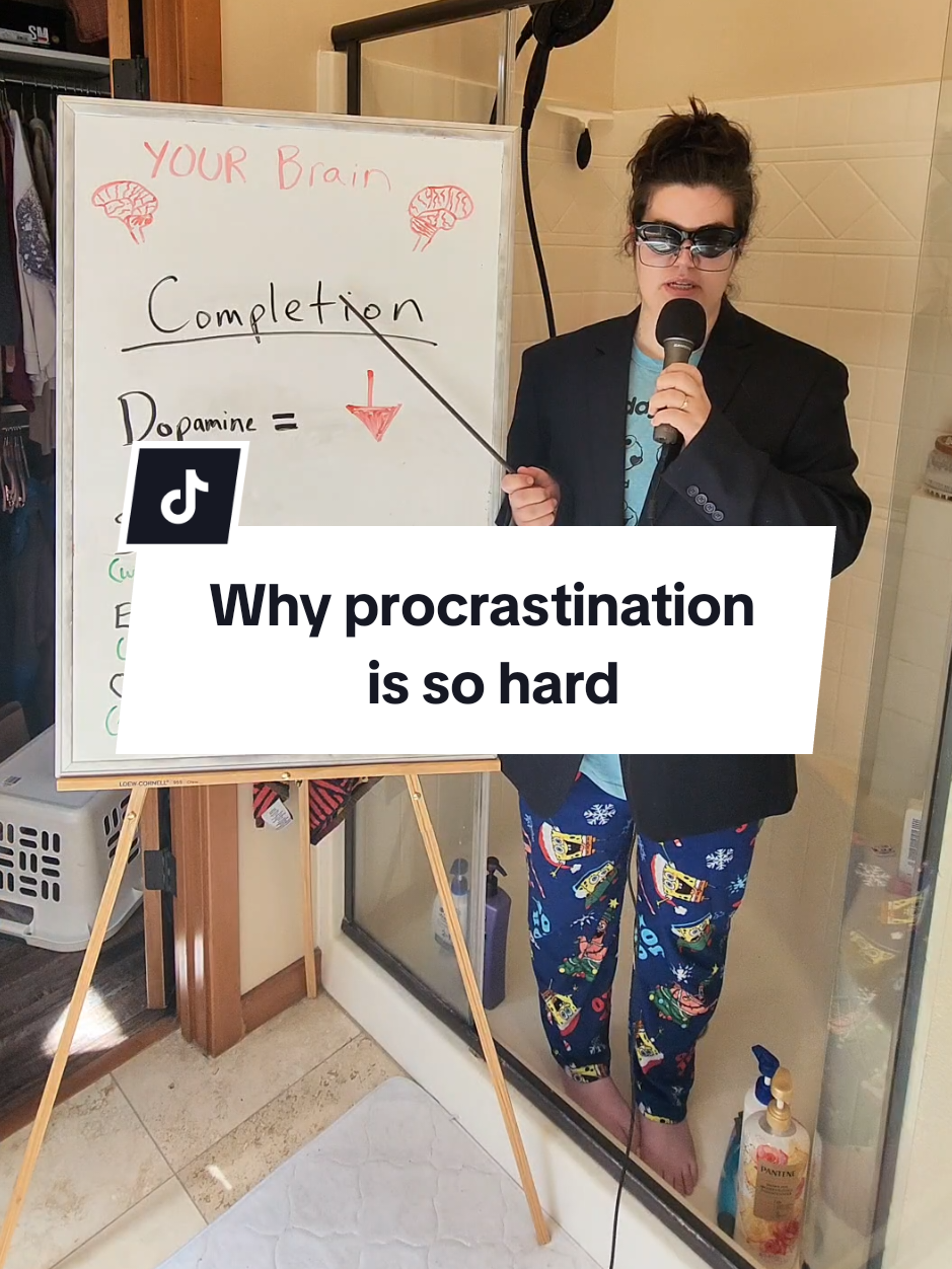 There is SO much more to say on this subject and it's definitely simplified but this a little bit of the science of what is happening in your brain when you procrastinate.  FIRST : you need to beleive the task is achievable 💪 SECOND: you need to see progress to get dopamine 🔥 THIRD: you build trust with yourself and get those all those feel good hormones 💖 Maybe I'll make more videos trying to explain it better.  #procrastination #dopamine #therapy #MentalHealth #adhd #executivedysfunction 