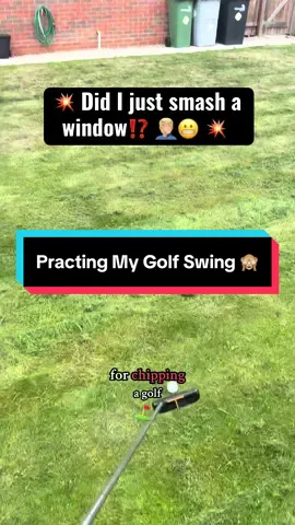 Practicing your golf swing in the back garden isn’t always the best idea 🙈😬 #Golf #GolfTikTok #DealDrops #TikTokMadeMeBuyIt 