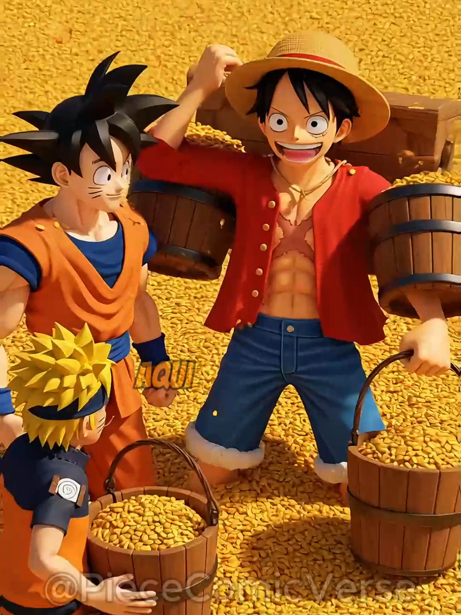 A cidade INUNDOU de MILHO! 🤯😱 #luffy #animation #onepiece #humor #animehumor #anime #goku