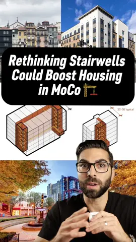 Montgomery County might solve their housing crisis by... rethinking STAIRWELLS? This is actually genius 🧠 Plot twist: We've been building apartments with TWO stairwells for 100+ years but Europe's been doing it with ONE and they're fine 👀 The tea ☕: * Double stairwells = way more expensive to build * Takes up space that could be MORE apartments * Single stairwell buildings are SAFER (yes really!) * Better layouts + more natural light + family-sized units A Pew study just proved single-stairwell buildings (4-6 stories) have 