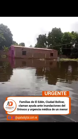 #Urgente #Ayuda 🙏🇻🇪Ciudad Bolívar,– Habitantes del sector El Edén, en la parroquia Agua Salada de Ciudad Bolívar, denunciaron que las aguas del río Orinoco han inundado por completo sus viviendas, obligándolos a refugiarse en la escuela Buenavista, la cual también se encuentra amenazada por el avance del agua. Jennifer Farrera, una de las damnificadas, relató entre lágrimas su preocupación no solo por la pérdida de su hogar, sino por la delicada situación de salud de su hijo de 12 años, quien padece una cardiopatía congénita y tiene programada una operación el próximo mes en el Cardiológico Infantil de Caracas. “Yo no puedo tenerlo en un refugio después de la operación. No sé dónde lo voy a llevar, y no puedo esperar que el río baje porque la salud de mi hijo está primero”, expresó Farrera, dirigiendo un llamado urgente a la gobernadora del estado Bolívar para que le brinde apoyo. Según el testimonio, son varias las familias afectadas, incluyendo niños recién nacidos, que requieren ayuda inmediata para ser reubicadas en un lugar seguro. La comunidad espera respuesta de las autoridades ante una emergencia que, además de pérdidas materiales, pone en riesgo la vida de personas en condiciones vulnerables.